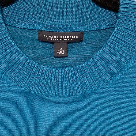 Teal extra fine merino crew neck sweater - Picture 4 of 7